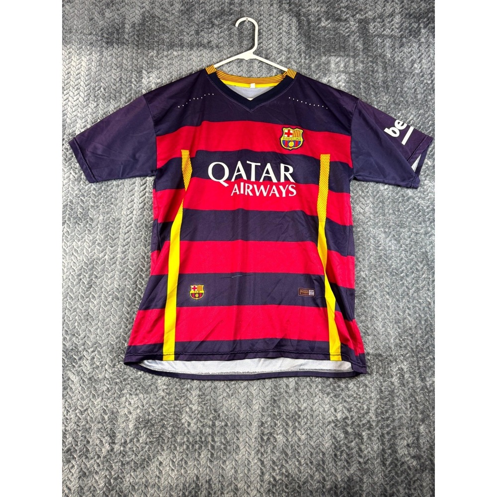 FC Barcelona Jersey Men Large Red Lionel Messi #10 Unicef Football Qatar Airways